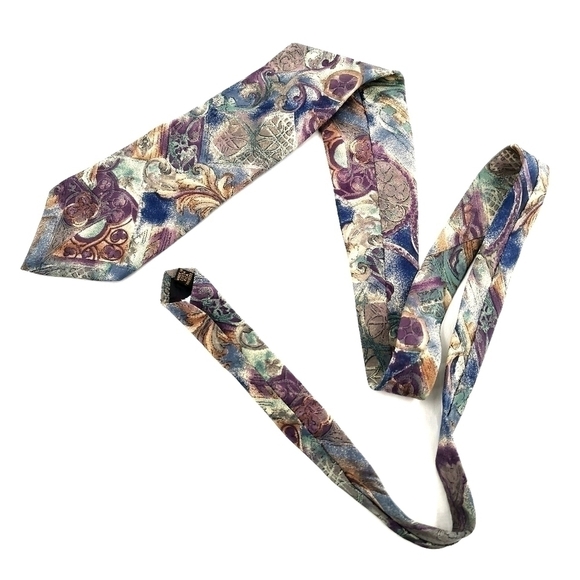 Van Heusen Other - Van Heusen 100% Silk Vintage Traditional Wide Neck Floral-like Patterned Tie